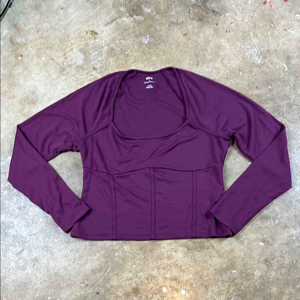 Maeve Plum Purple Long Sleeve Scoop Neck Top